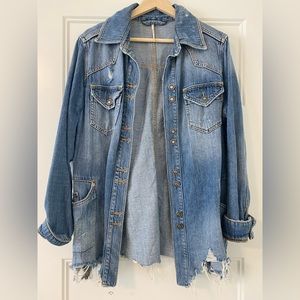 Free People Moonchild Distressed Denim Jacket